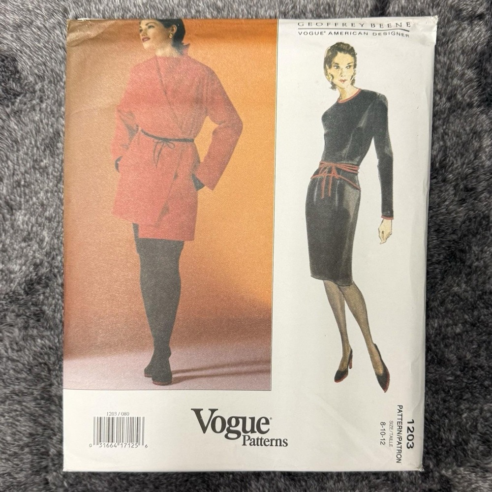 Vogue Pattern #1203 Misses Jacket & Dress Size 8 10 12 Drawstring tie